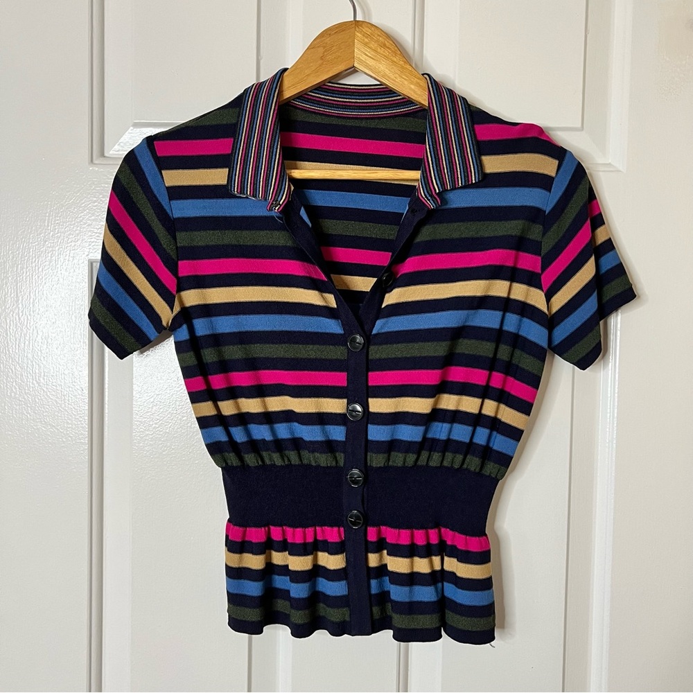 Vintage | Striped Retro Rainbow Polo
